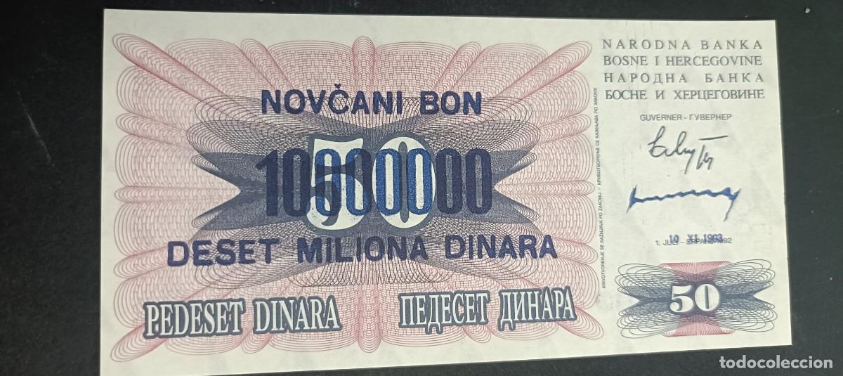 Billetes extranjeros: BOSNIA HERZEGOVINA 10000000 DINARA 1993 S/C P=36(RETIMBRADO)