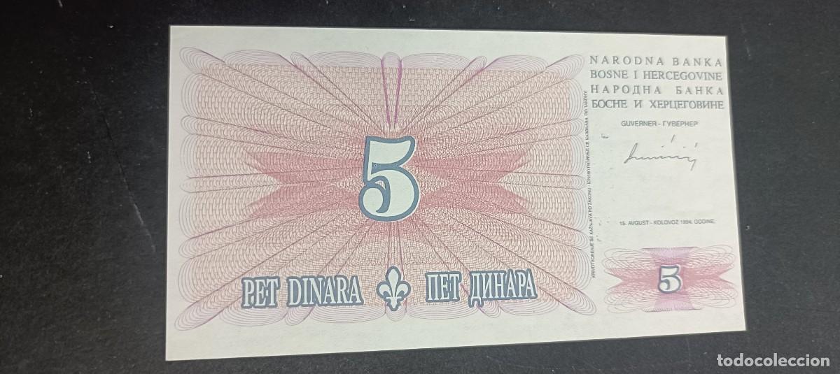 Billetes extranjeros: BOSNIA HERZEGOVINA 5 DINARA 1994 S/C P=40