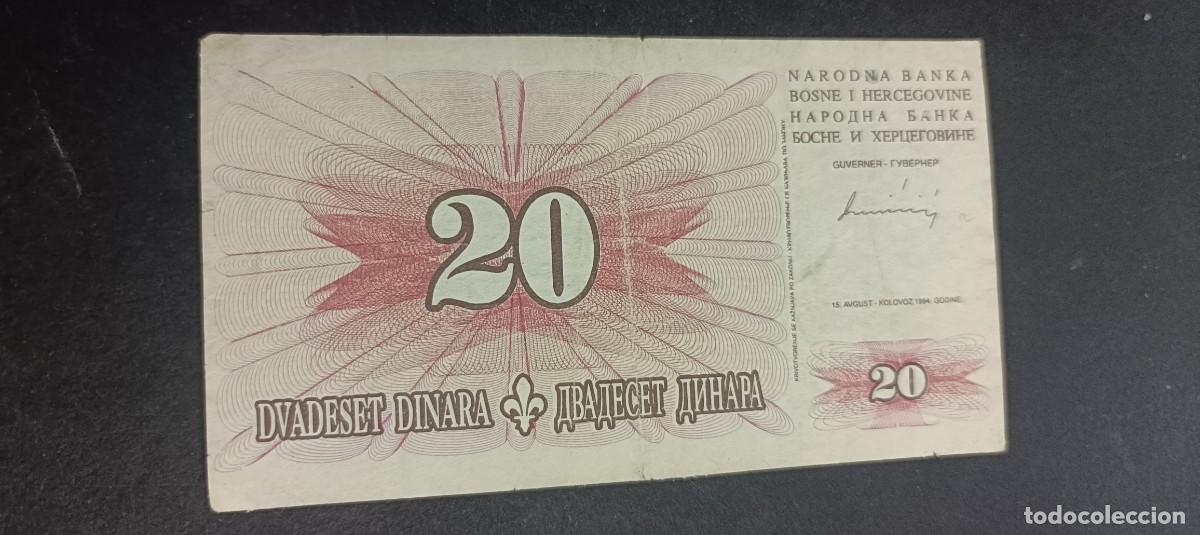 Billetes extranjeros: BOSNIA HERZEGOVINA 20 DINARA 1994 BC P=42