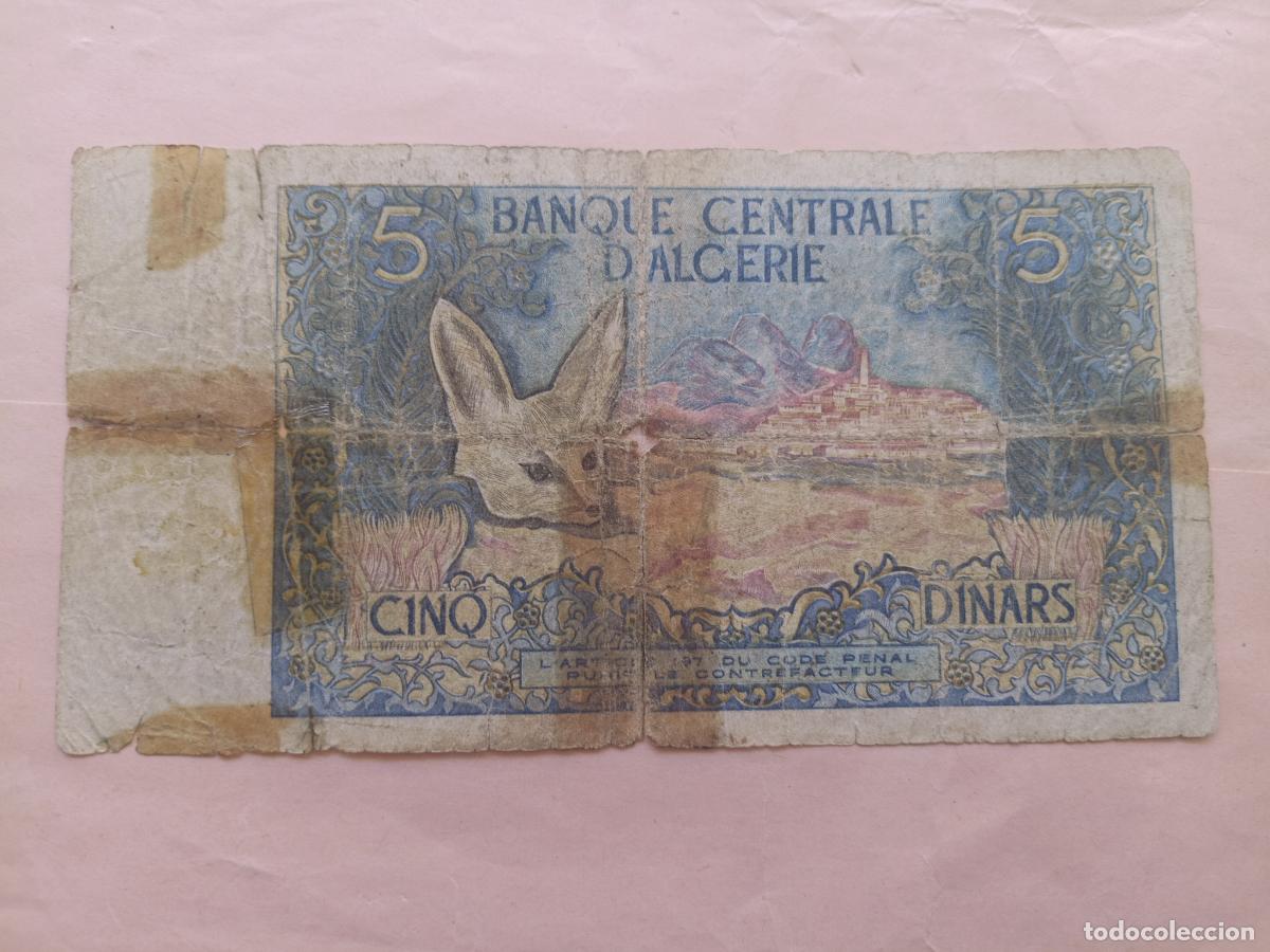 Billetes extranjeros: Argelia, 5 dinares, a&ntilde;o 1970