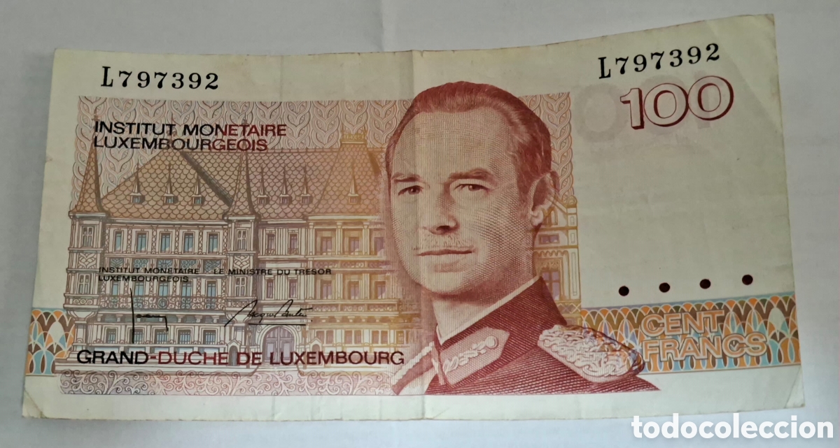 Billetes extranjeros: Billete Luxemburgo,1.993, 100 Francos,MBC-