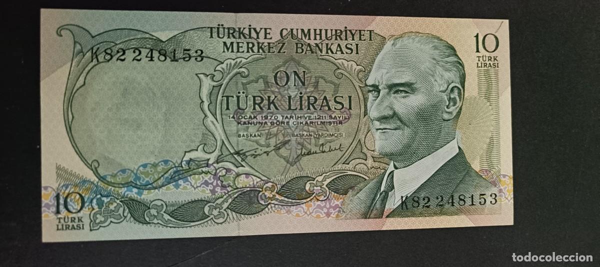 Billetes extranjeros: TURQUIA(TURKIA) 10 LIRAS S/F 1975 S/C P=186