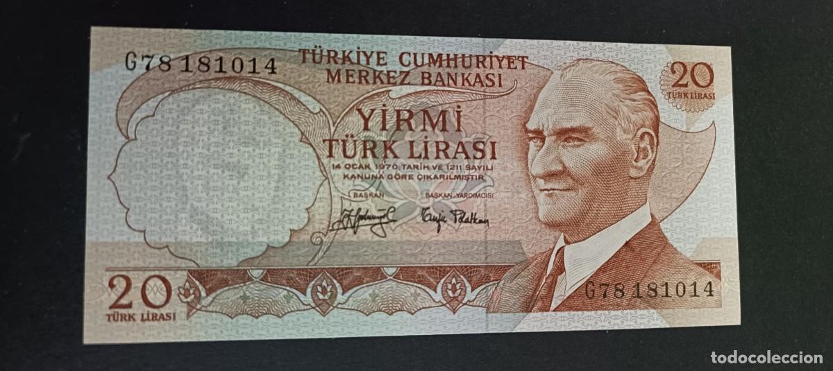 Billetes extranjeros: TURQUIA(TURKIA) 20 LIRAS S/F 1974 S/C P=187