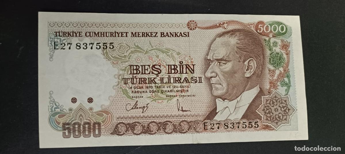 Billetes extranjeros: TURQUIA(TURKIA) 5000 LIRAS S/F 1986 S/C P=197