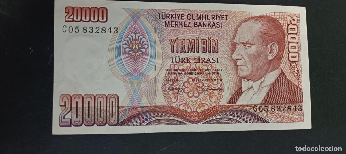 Billetes extranjeros: TURQUIA(TURKIA) 20000 LIRAS S/F 1988 S/C P=201b