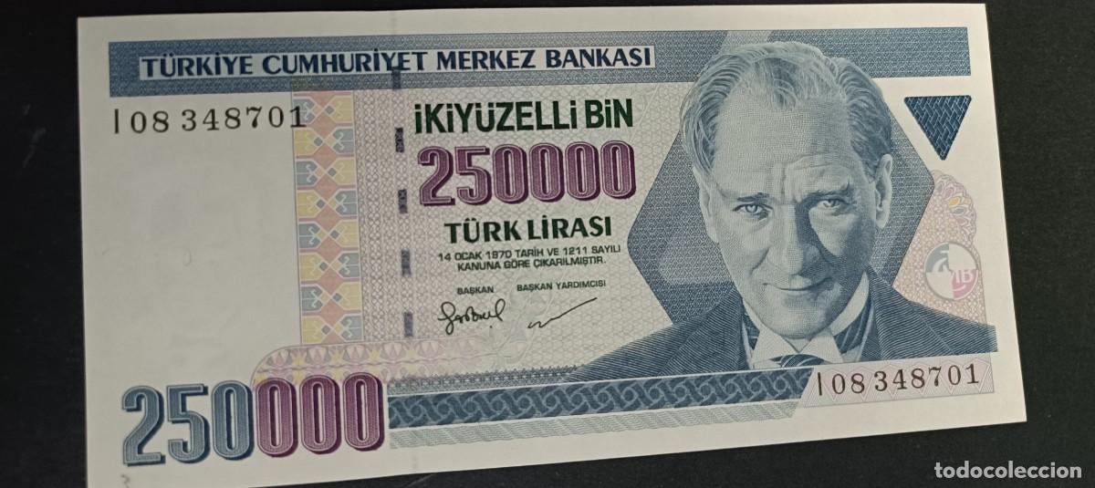 Billetes extranjeros: TURQUIA(TURKIA) 250000 LIRAS S/F 1998 MBC P=211