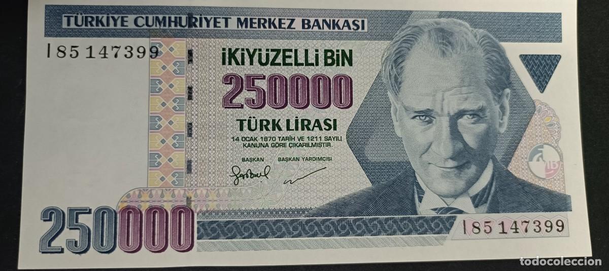 Billetes extranjeros: TURQUIA(TURKIA) 250000 LIRAS S/F 1998 MBC P=211