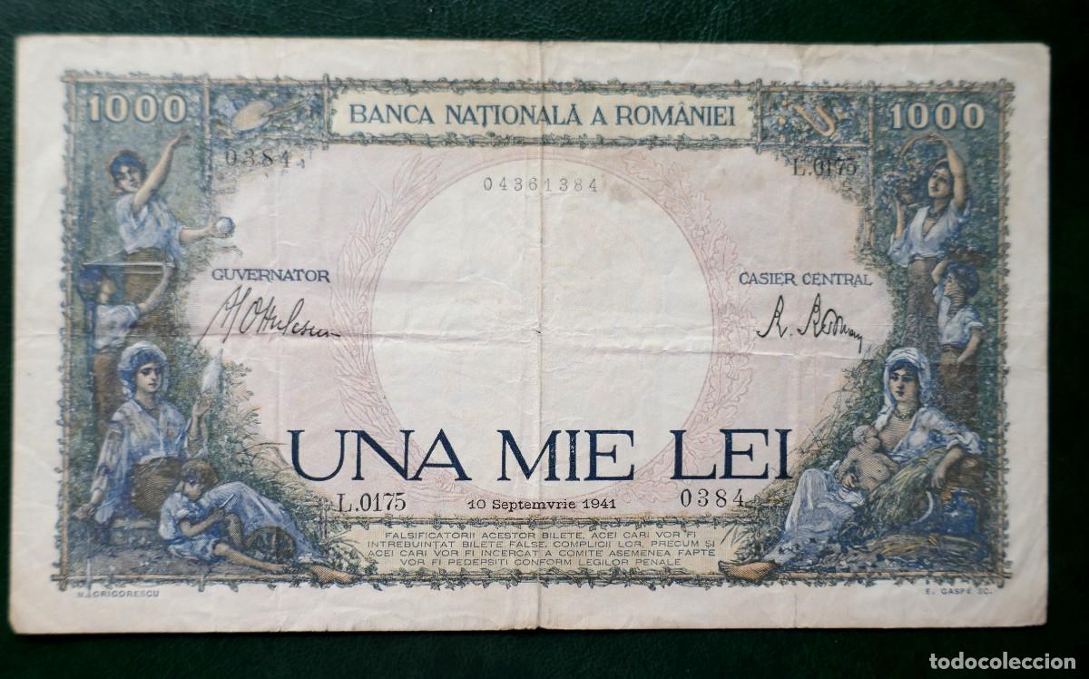 Billetes extranjeros: RUMAN&Iacute;A. BILLETE DE 1000 LEI A&Ntilde;O 1941. BASTANTE CIRCULADO. PICK 52