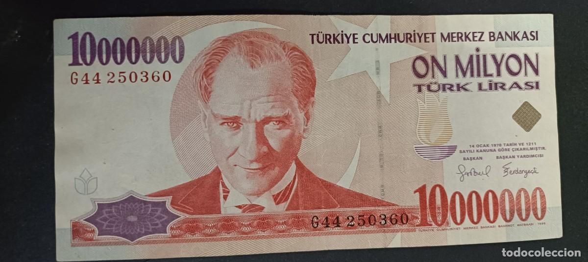Billetes extranjeros: TURQUIA(TURKIA) 10000000 LIRAS MBC 2002 S/C P=214