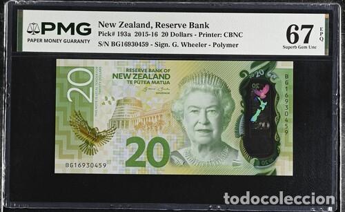Billetes extranjeros: NUEVA ZELANDA * BILLETE 20 DOLLARS 2015-16 * PMG-67 EPQ (IC-1540)