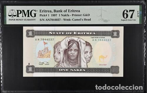 Billetes extranjeros: ERITREA * BILLETE 1 NAKFA 1997 * PMG-67 EPQ (IC-1544)