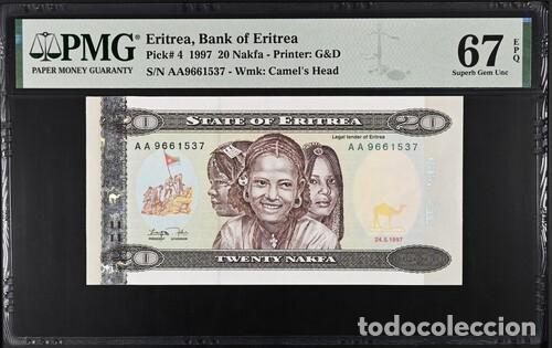 Billetes extranjeros: ERITREA * BILLETE 20 NAKFA 1997 * PMG-67 EPQ (IC-1547)