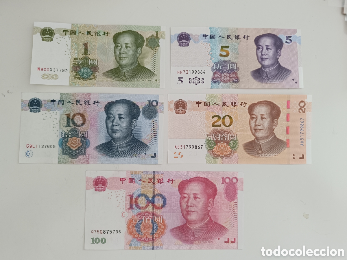 Billetes extranjeros: Lote 5 billetes China