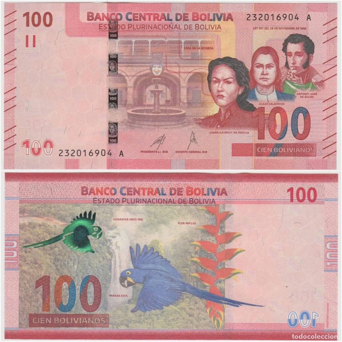 Billetes extranjeros: BOLIVIA 100 Bolivianos 2024 n/s 232016904A Sin Circular (el de la foto)