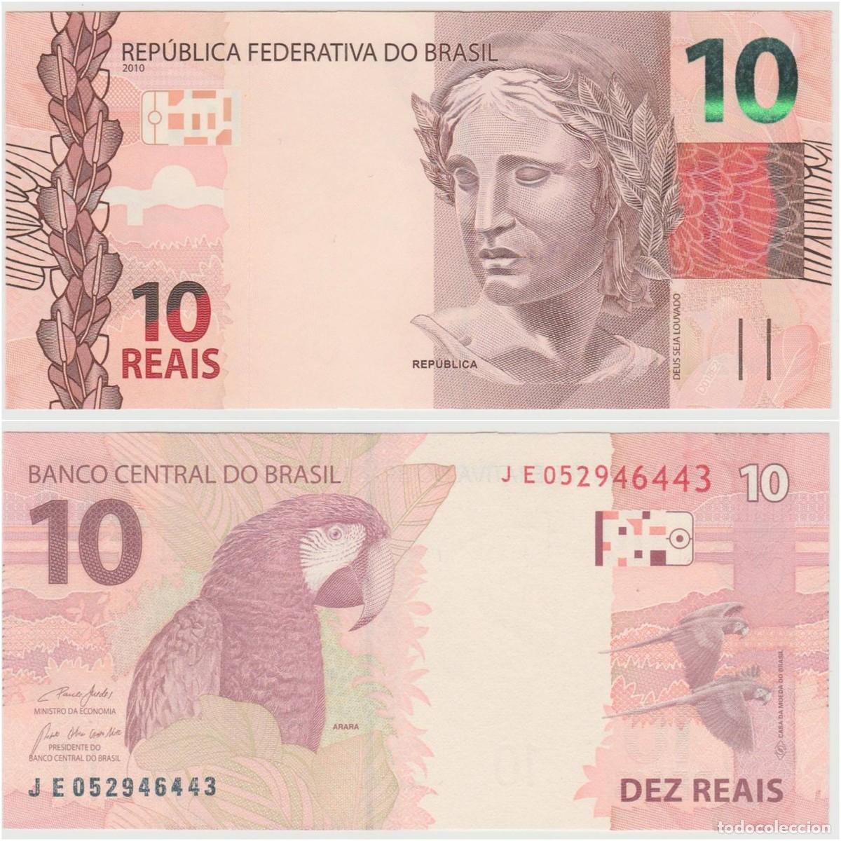 Billetes extranjeros: BRASIL 10 Reales 2021 n/s JE052946443 Sin Circular (el de la foto)
