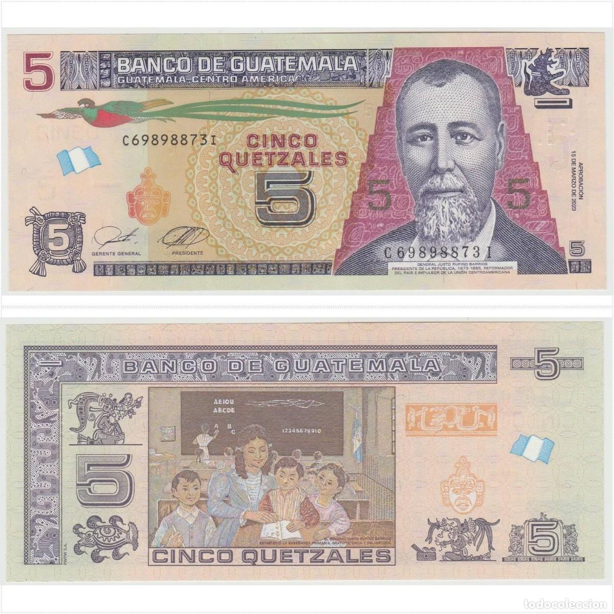 Billetes extranjeros: GUATEMALA 5 Quetzales 2023 n/s C69898873I Sin Circular (el de la foto)
