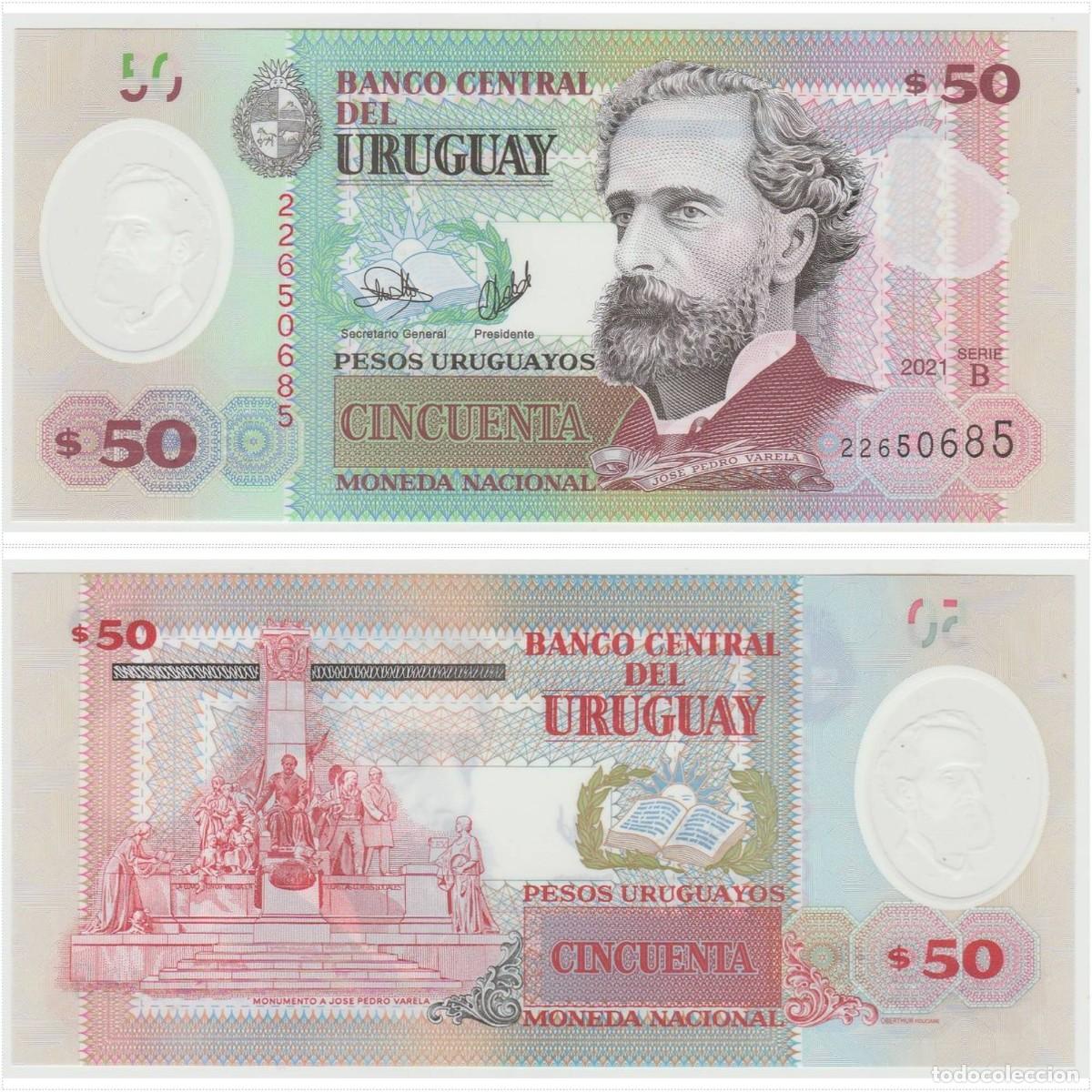Billetes extranjeros: URUGUAY 50 Pesos 2021 n/s 22650685 Pol&iacute;mero Sin Circular (el de la foto)