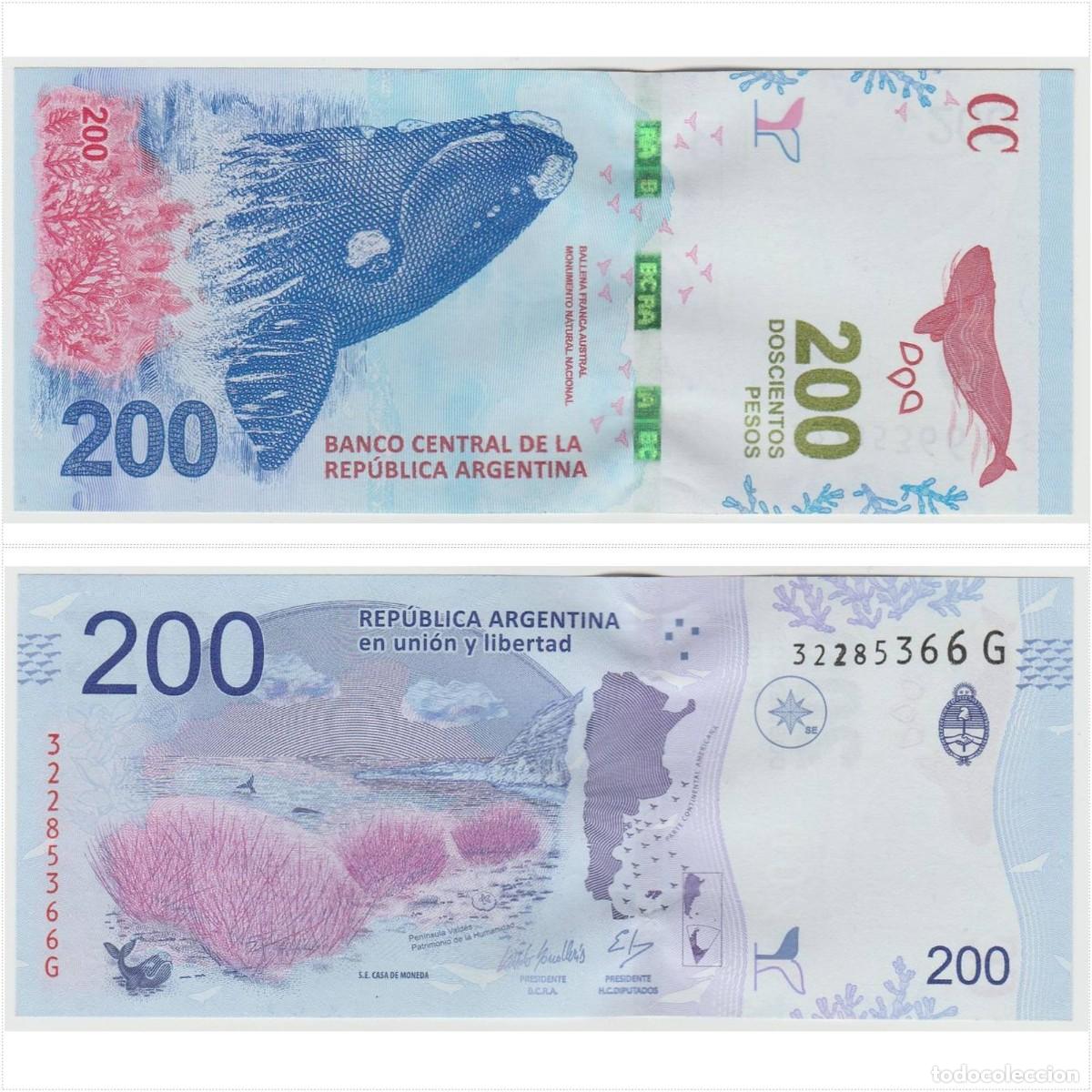 Billetes extranjeros: ARGENTINA 200 Pesos 2019 Sandleris-Monzo n/s 32285366G Sin Circular (el de la foto)