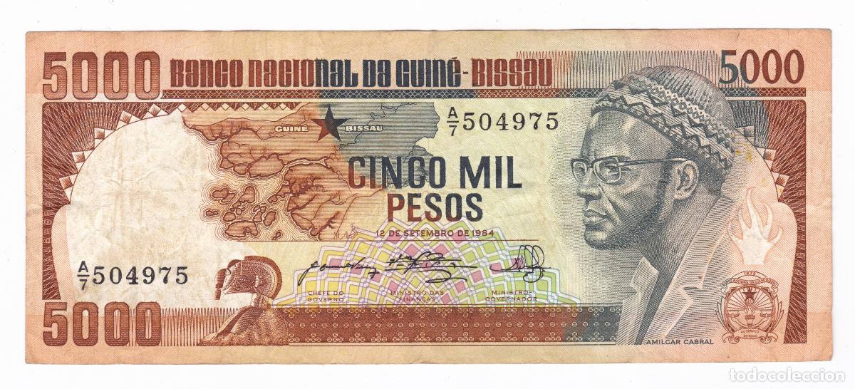 Billetes extranjeros: Guinea Bissau. Guinea Bisau. Billete de 5000 Pesos. A&ntilde;o 1984. Pick 9. N# 267216. MBC+ VF+
