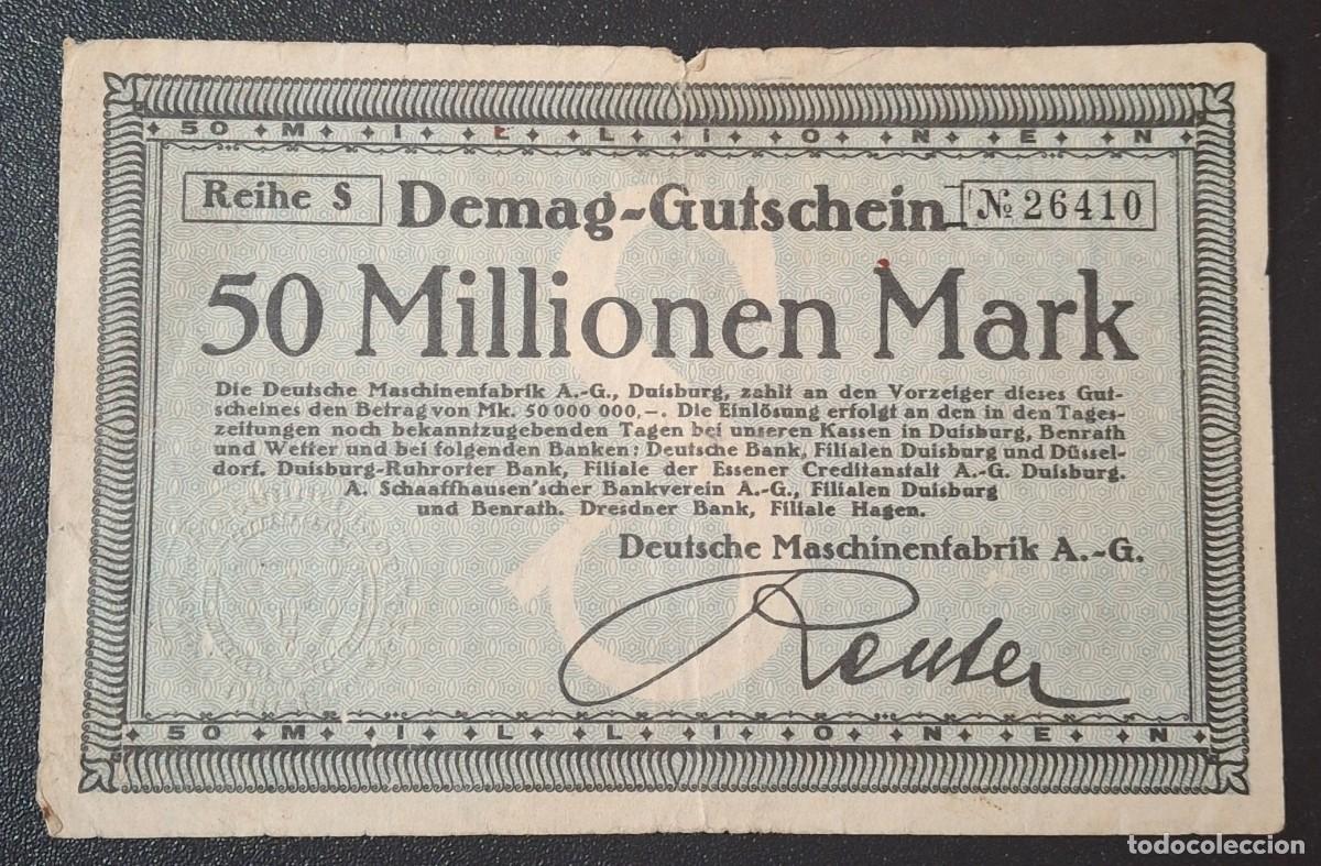 Billetes extranjeros: ALEMANIA 50 Millionen Mark (MBC+)