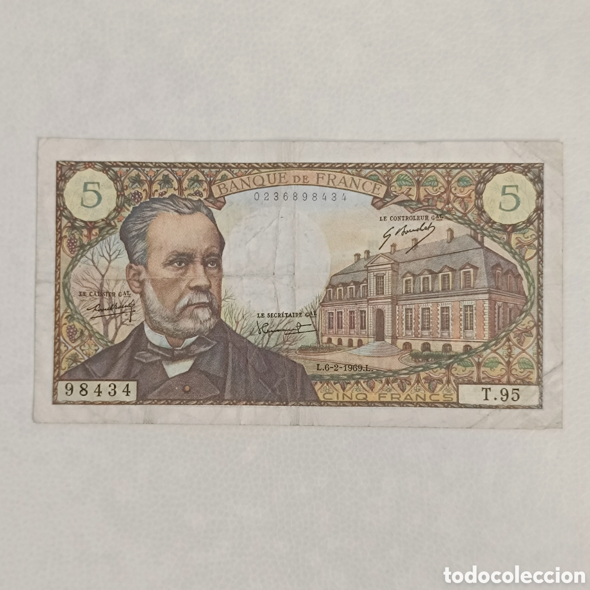 Billetes extranjeros: Billete de 5 francos franceses de 1969