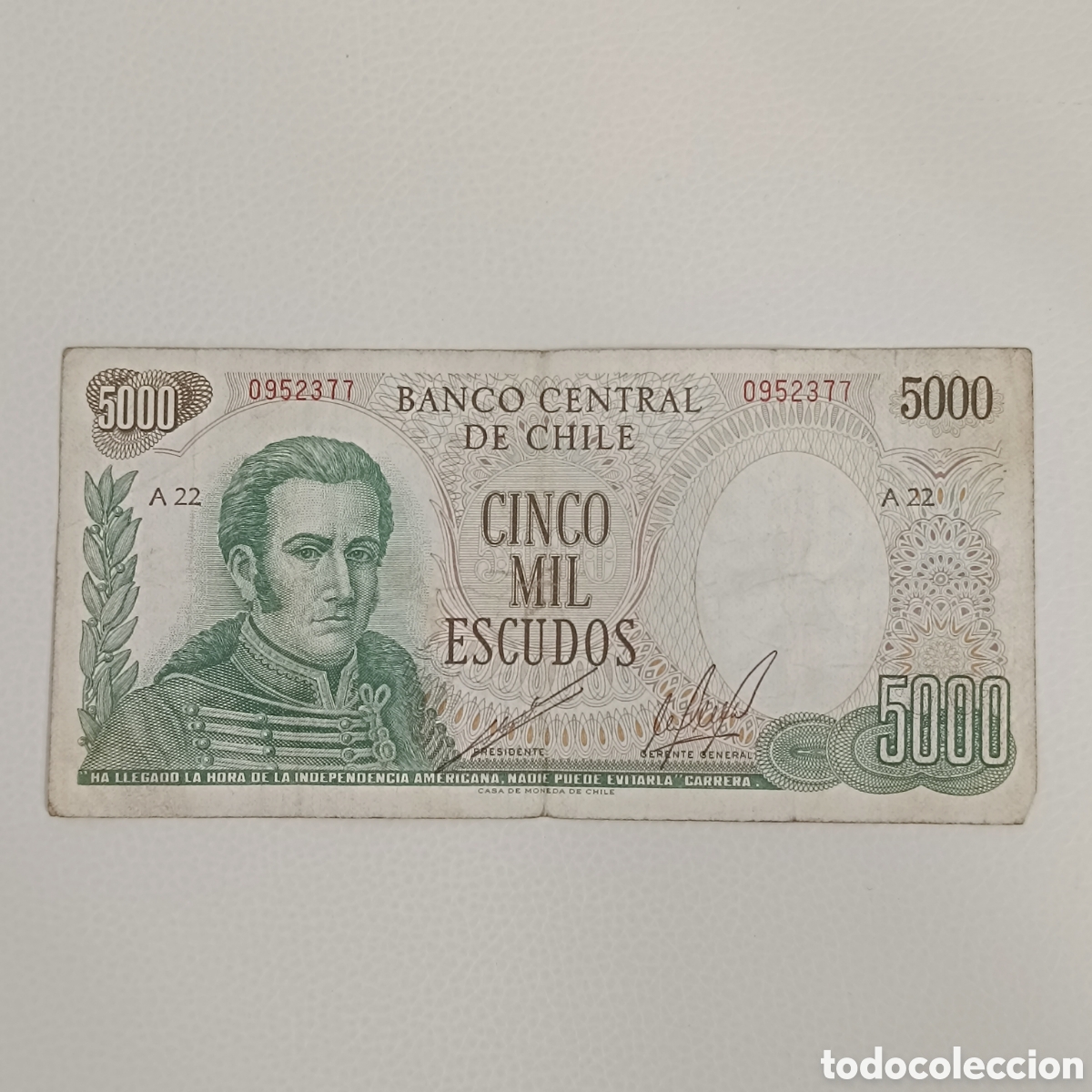 Billetes extranjeros: Billete de 5000 escudos de Chile