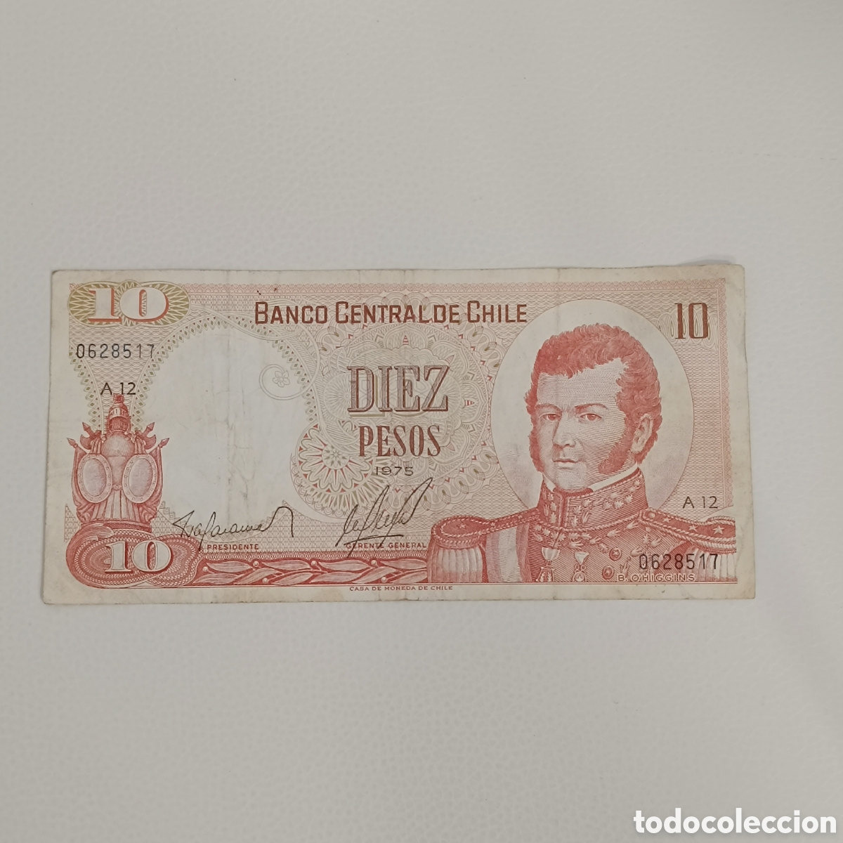 Billetes extranjeros: Billete de 10 pesos chilenos.