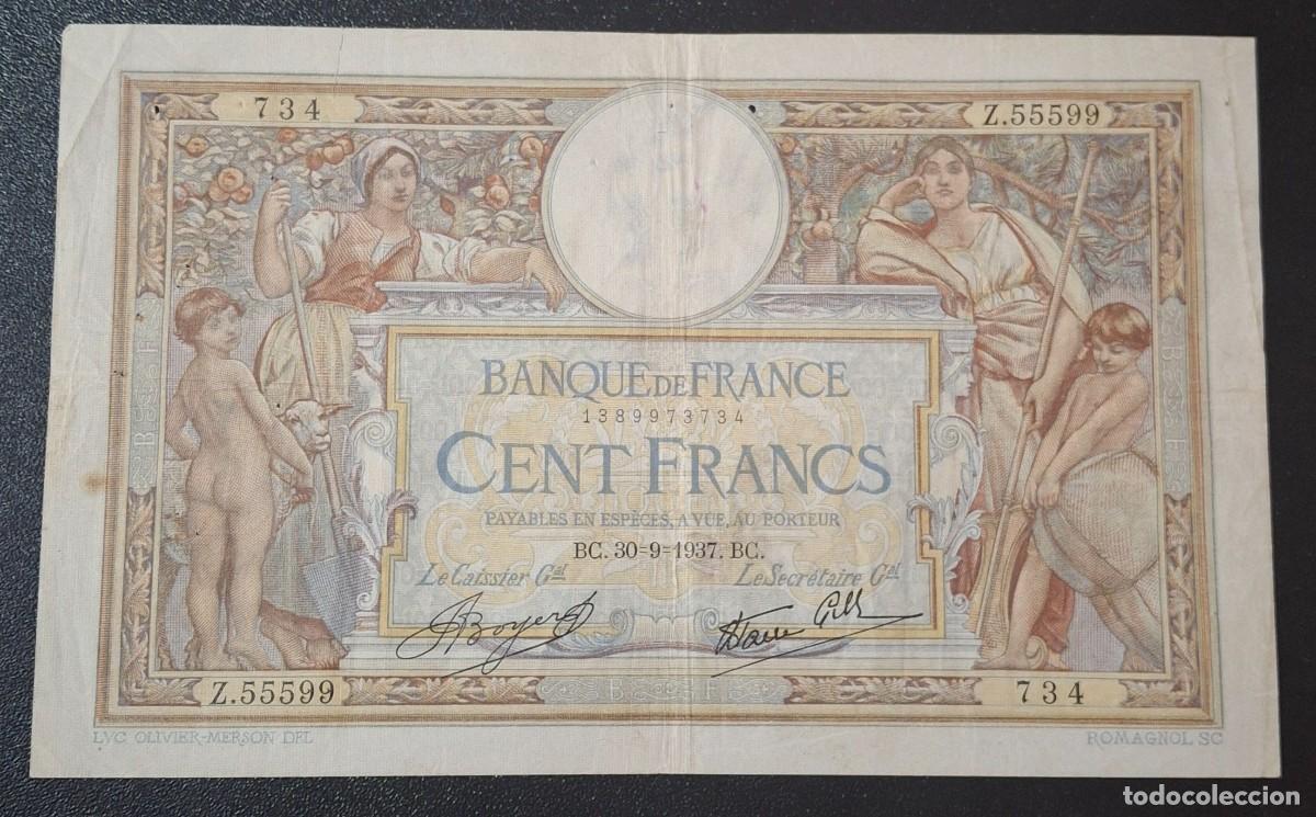 Billetes extranjeros: FRANCIA 100 Francos 1937 (MBC+) - Foto 1