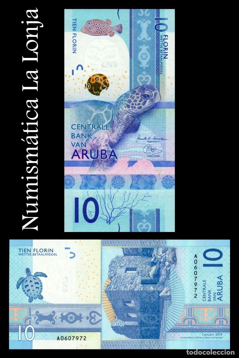 Billetes extranjeros: Aruba 10 Florines Tortuga 2019 Pick 21 Sc Unc