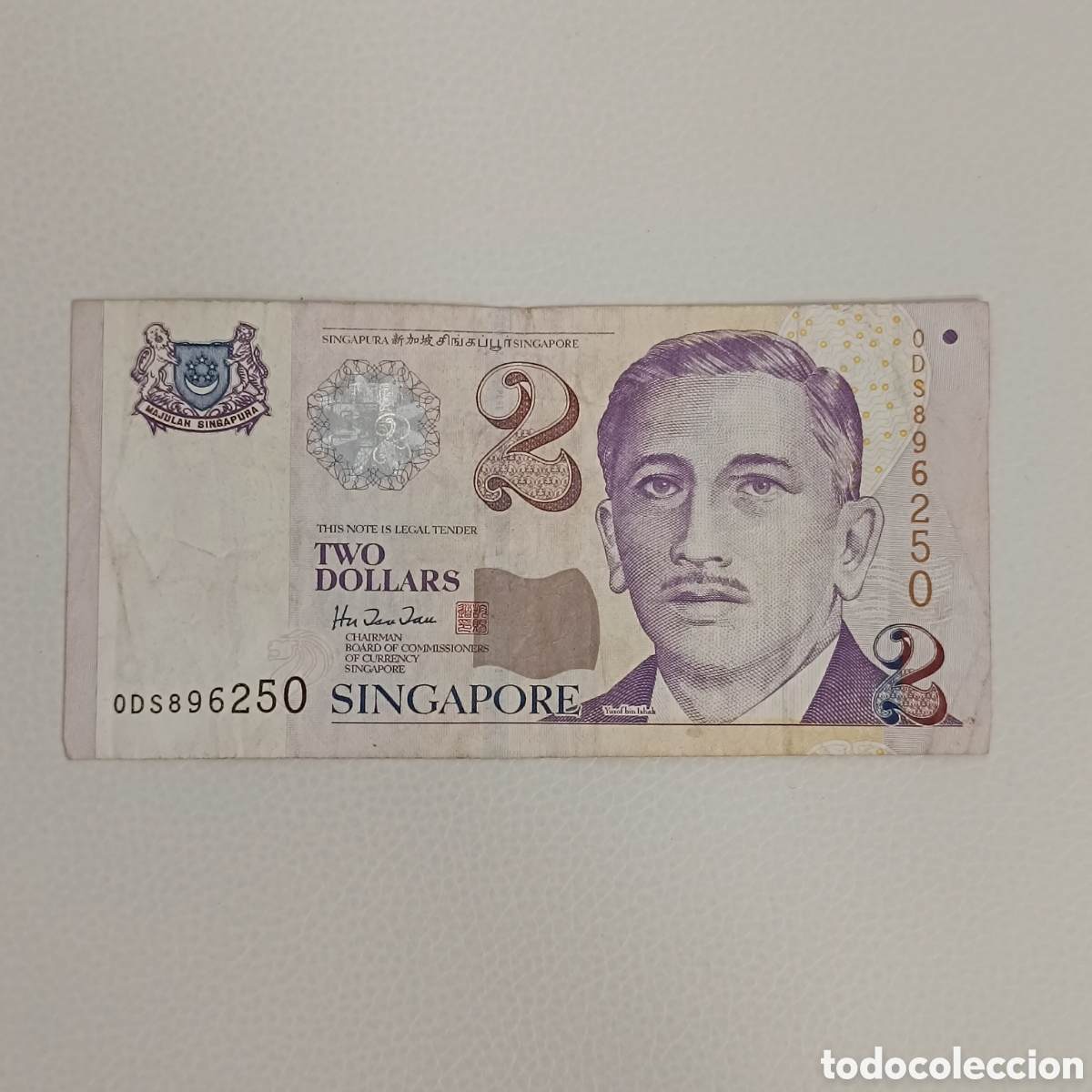 Billetes extranjeros: Billete de 2 dolares de Singapur