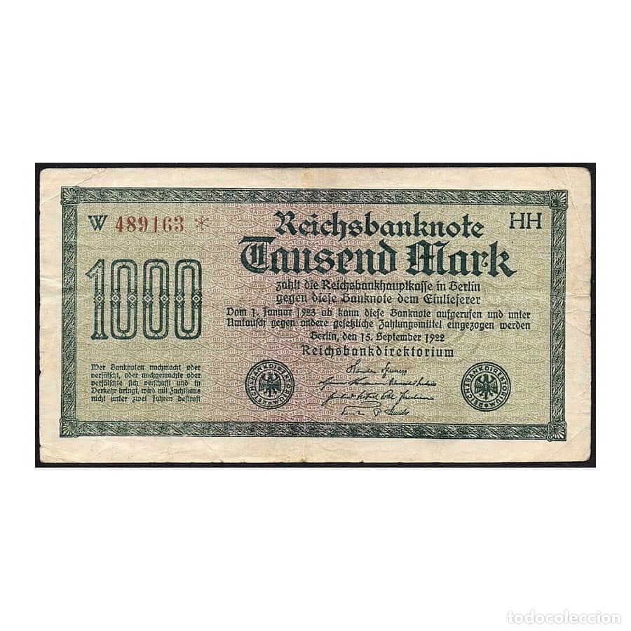 Billetes extranjeros: Alemania 1922 [BLL] 1000 Marcos. Reichsbanknote (MBC)