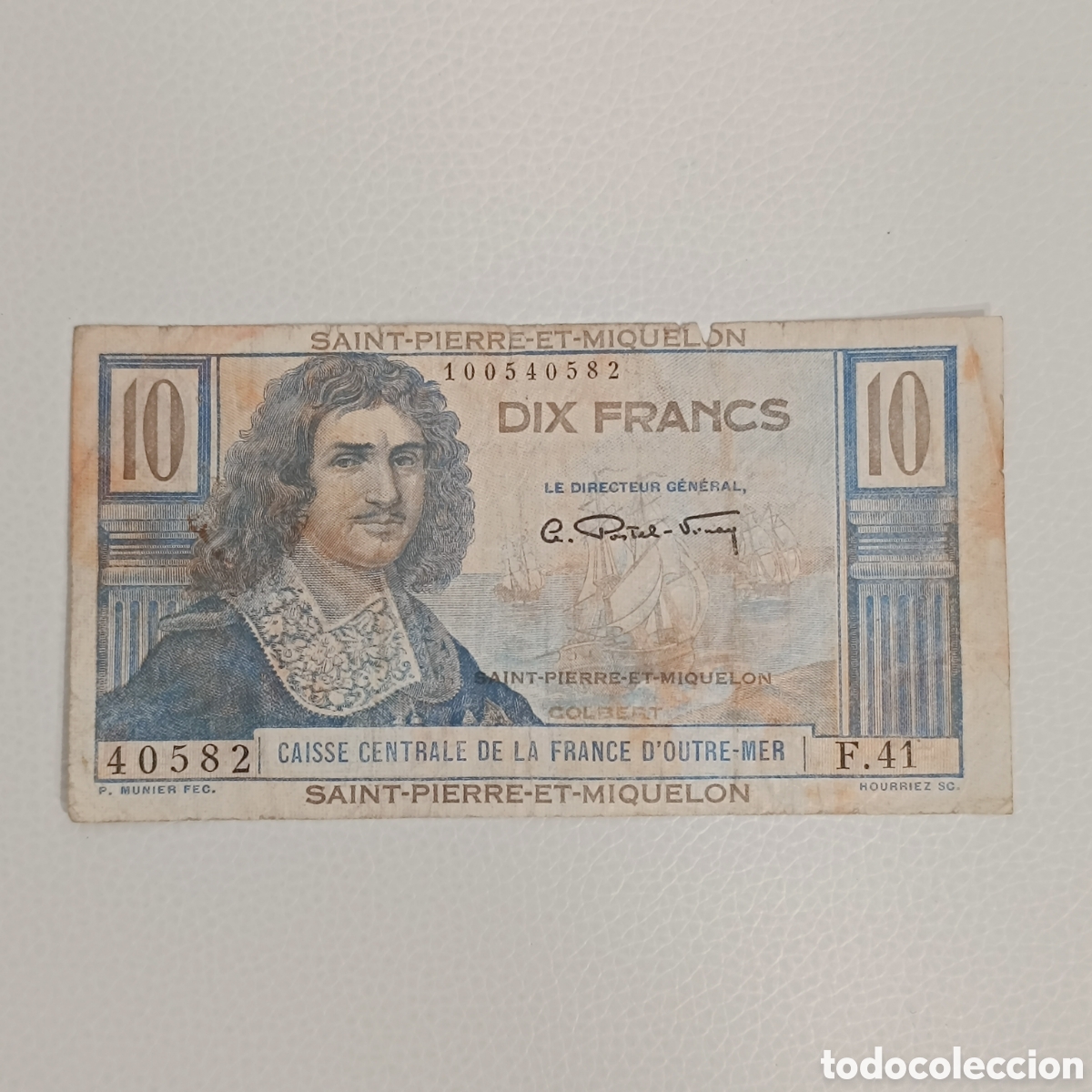 Billetes extranjeros: 10 francos de San Pedro y Migel&oacute;n.