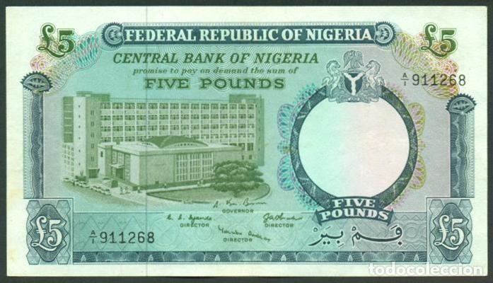 Billetes extranjeros: NIGERIA. 5 pounds (1967). Pick 9.