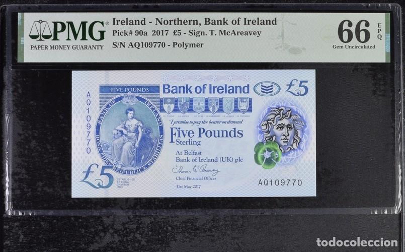 Billetes extranjeros: IRLANDA * BILLETE 5 POUNDS 2017* PMG-66 EPQ (IC-1556)