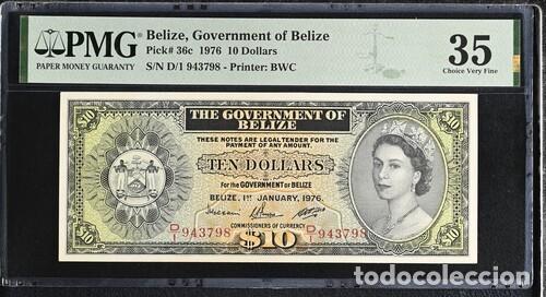 Billetes extranjeros: BELICE * BILLETE 10 DOLLARS 1976 * PMG-35 (IC-1560)