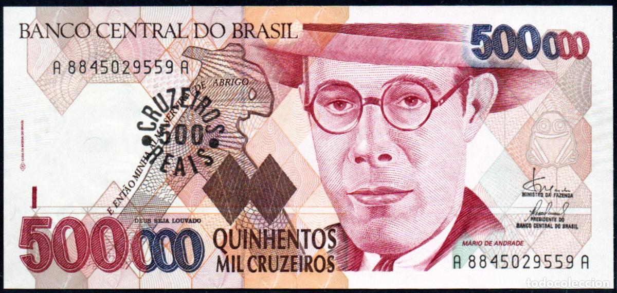Billetes extranjeros: BRASIL - 500 CRUZEIROS REALES sobre 500000 CRUZEIROS - S/C - PICK. 239