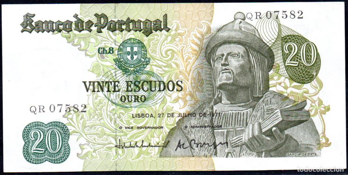 Billetes extranjeros: PORTUGAL - 20 ESCUDOS 1971 - S/C PICK. 173