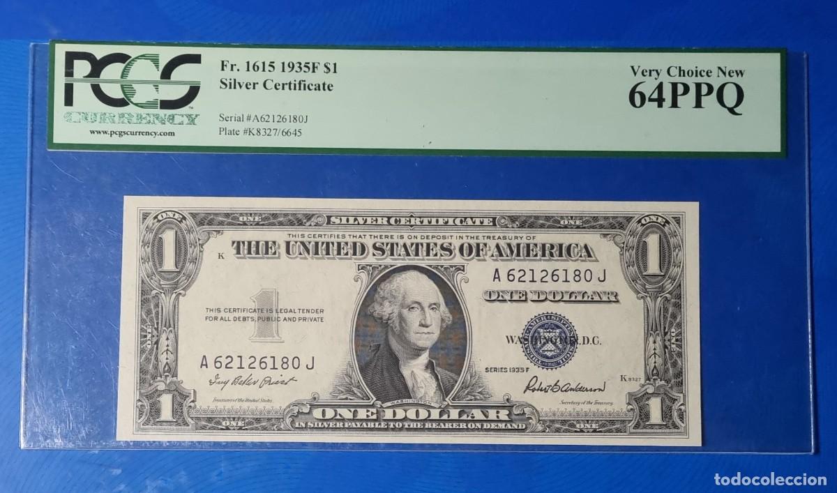 Billetes extranjeros: ESTADOS UNIDOS USA SELLO AZUL PCGS | SOLO ACEPTO PAYPAL| BILLETE $ 1 DOLAR 1935 LEER DESCRIPCION