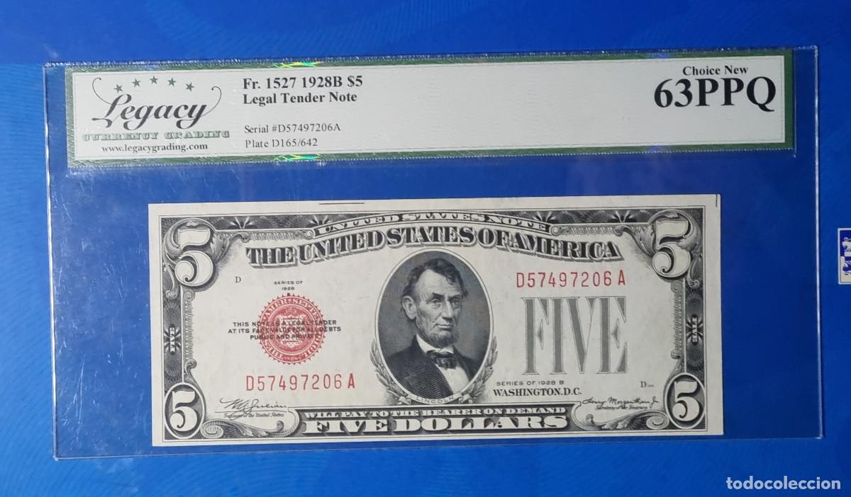Billetes extranjeros: ESTADOS UNIDOS USA SELLO ROJO LEGACY | SOLO ACEPTO PAYPAL| BILLETE $ 5 DOLARES 1928 LEER DESCRIPCION
