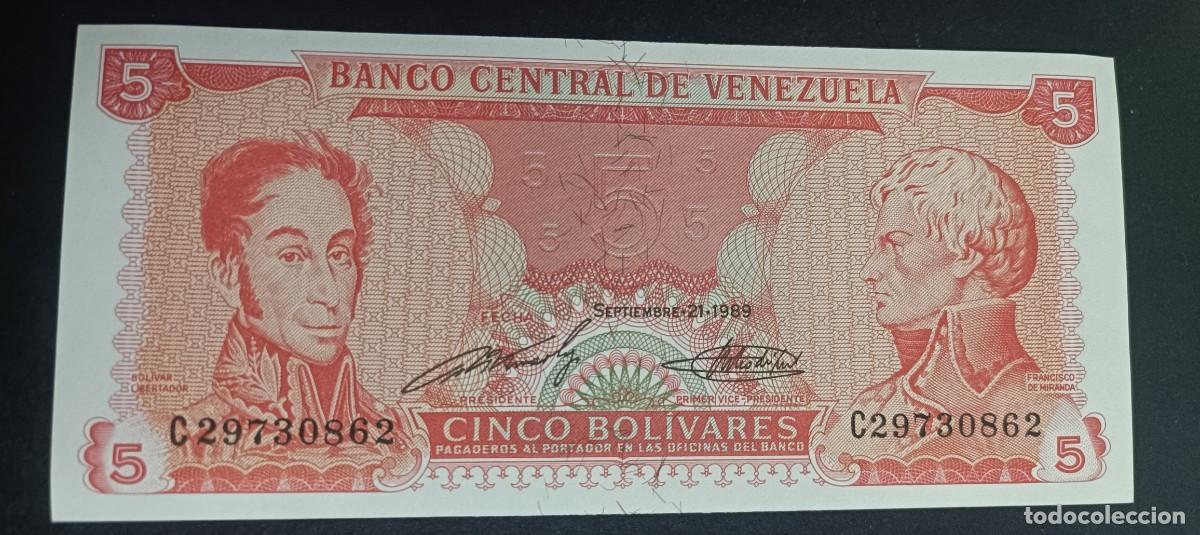 Billetes extranjeros: VENEZUELA 5 BOLIVARES 1989 S/C P=70