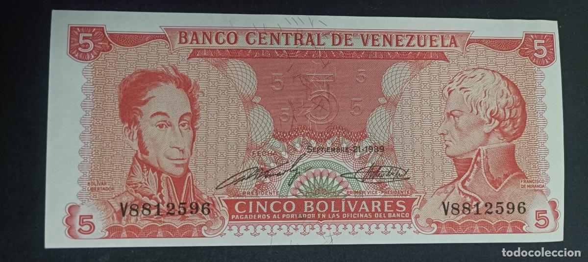 Billetes extranjeros: VENEZUELA 5 BOLIVARES 1989 S/C P=70