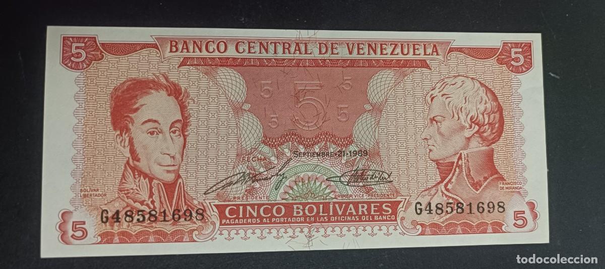 Billetes extranjeros: VENEZUELA 5 BOLIVARES 1989 S/C P=70