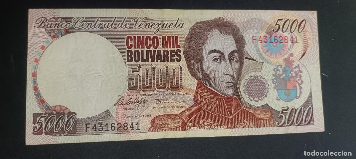 Billetes extranjeros: VENEZUELA 5000 BOLIVARES 1998 S/C P=78c