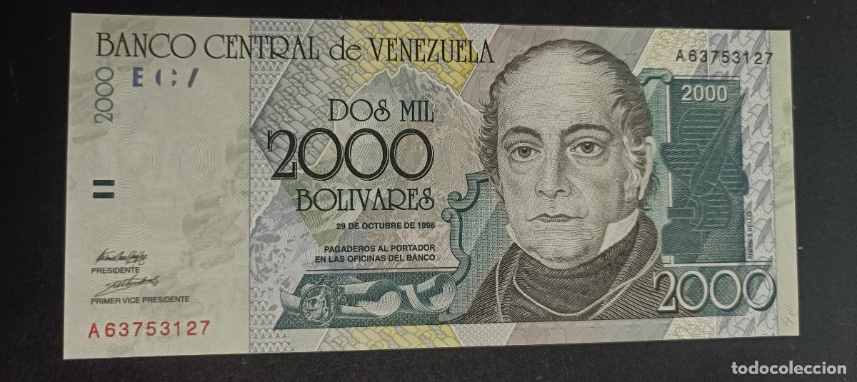 Billetes extranjeros: VENEZUELA 2000 BOLIVARES 1998 S/C P=80