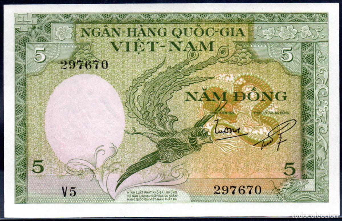 Billetes extranjeros: VIETNAM del SUR - 5 DONG 1955 - S/C - PICK. 2