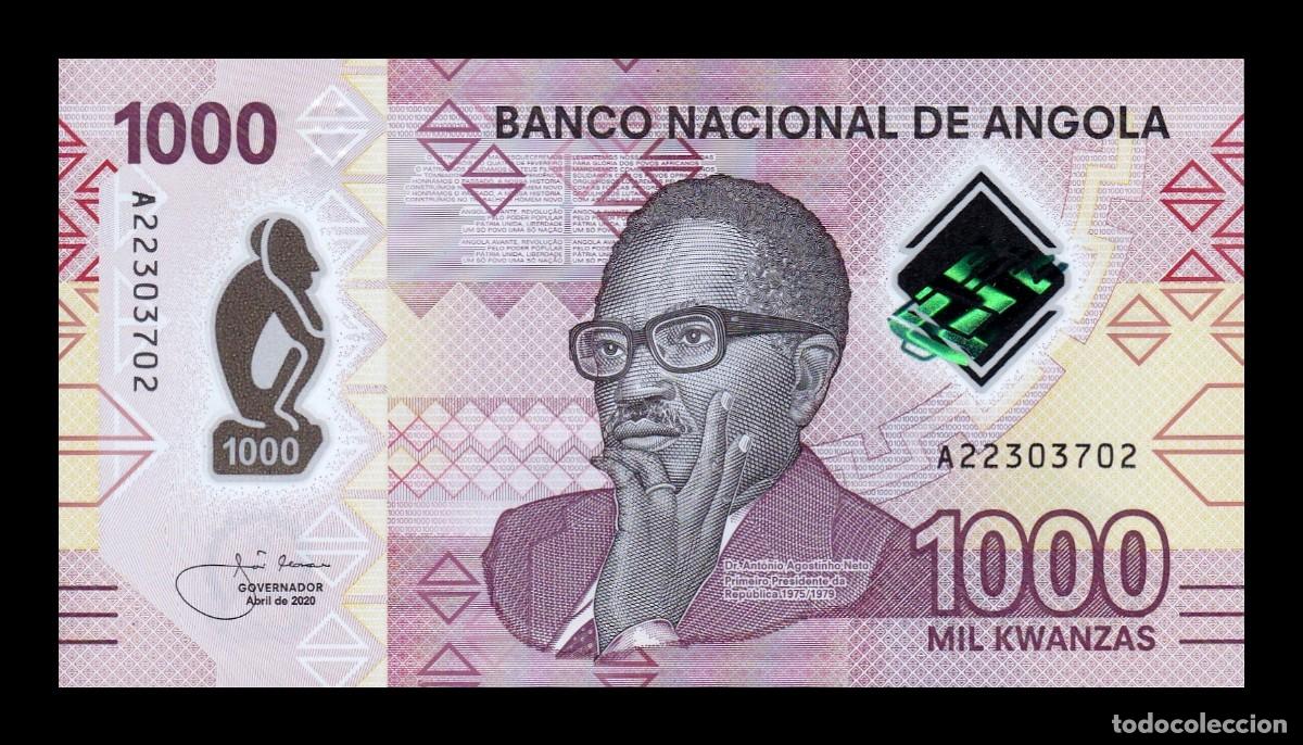 Billetes extranjeros: Angola 1000 Kwanzas Ant&oacute;nio Agostinho 2020 Pick 162a Pol&iacute;mero Sc Unc