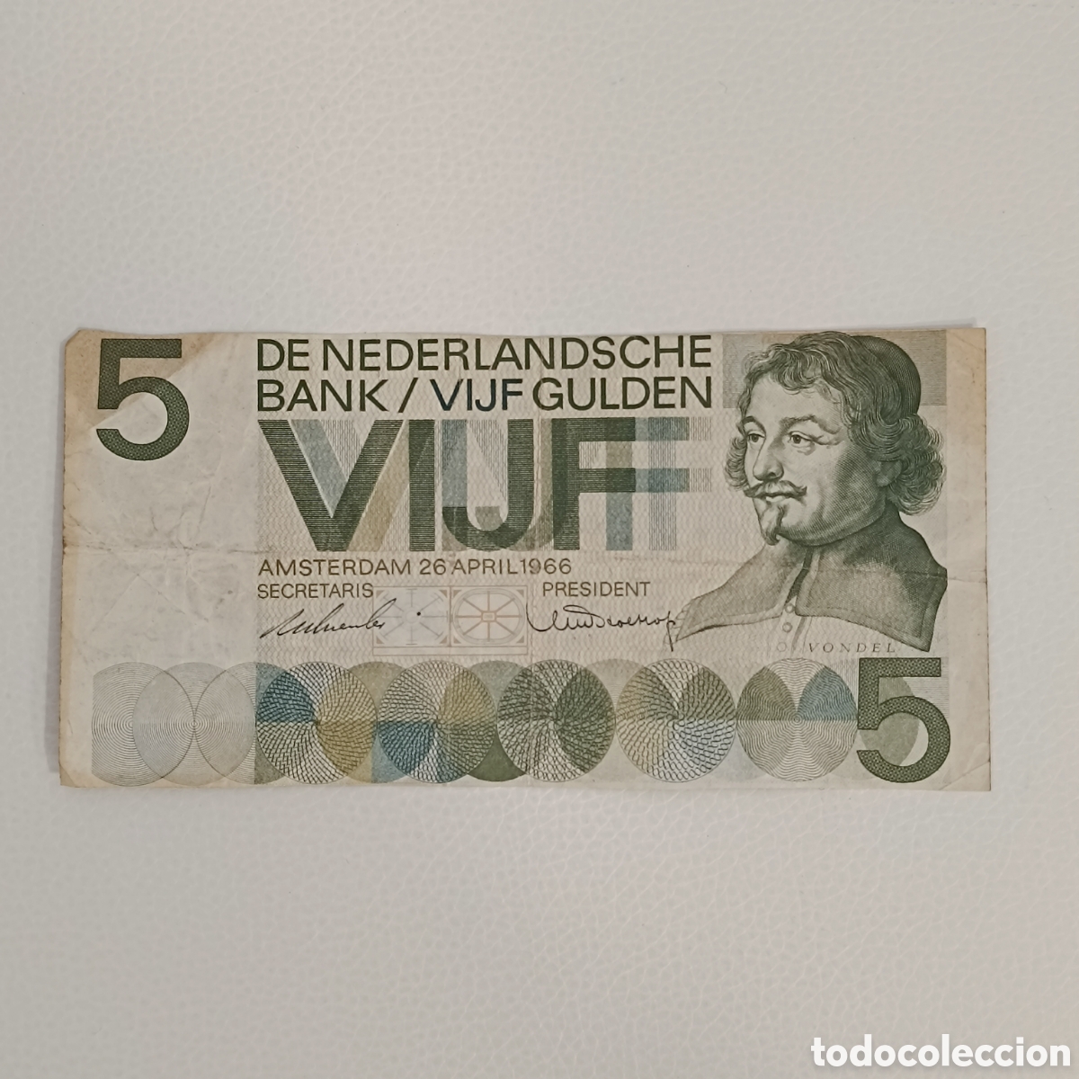 Billetes extranjeros: Billete de 5 florines de Pa&iacute;ses Bajos
