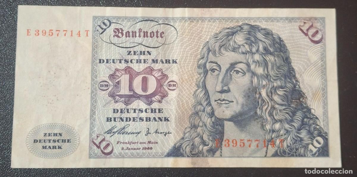 Billetes extranjeros: ALEMANIA 10 Marcos 1960 P.19a (MBC)