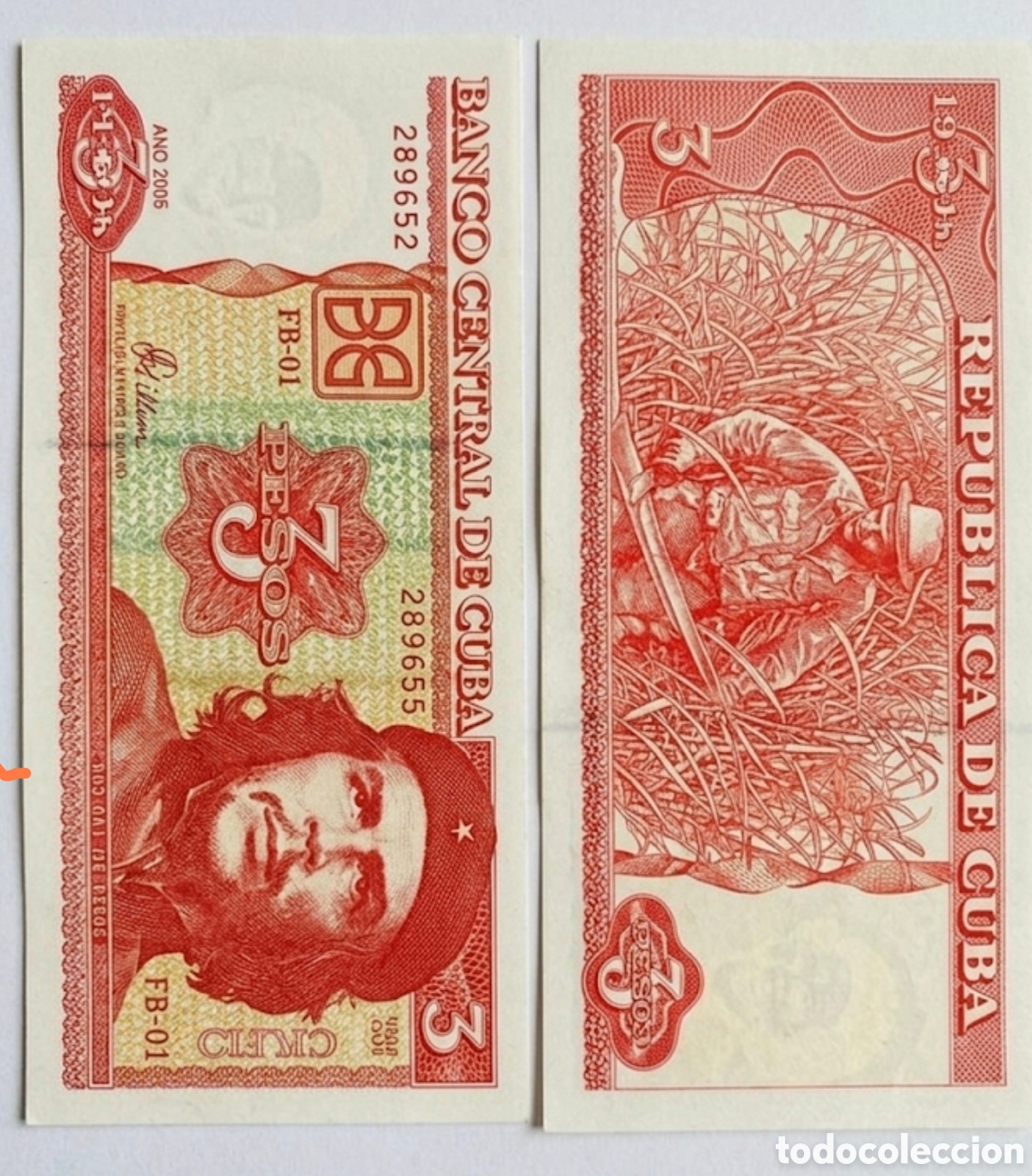 Billetes extranjeros: Billete 3 Pesos Cubanos (Che Guevara) 2005 - Estado Plancha (SC) - Sin Circular