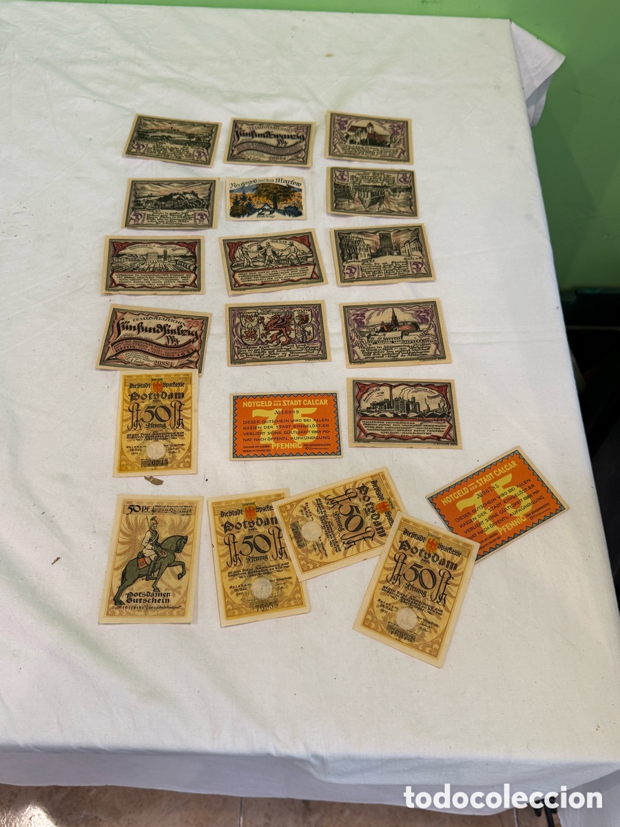 Billetes extranjeros: Lote 20 billetes Notgeld Alemania originales a&ntilde;os 1920 papel moneda antiguo